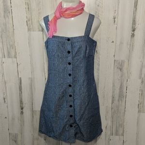 DEREK LAM Denim Look Overall Dress Pockets 14